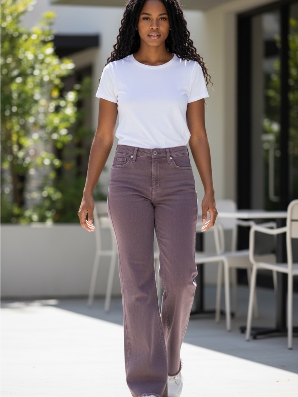 Zara High-Rise Straight Jeans in Dusty Mauve